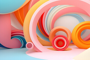 Aufkleber - 3d illustration.Set of  different  colorful  shapes  on monocrome background, pattern. Geometry  background,  generated by AI. 3D illustration