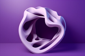 Poster -  Abstract  purple  shape against  monochrome background, 3D illustration.  Smooth shape 3d rendering  , generated by AI.