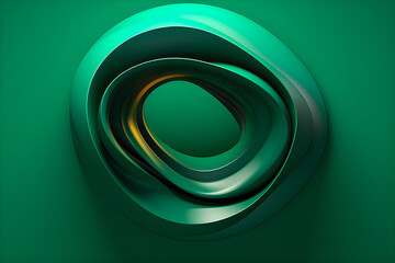 Poster -  Abstract  green  shape against  monochrome background, 3D illustration.  Smooth shape 3d rendering  , generated by AI.