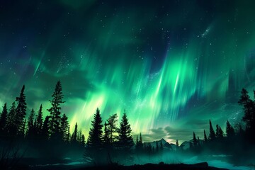 Wall Mural - オーロラの見える景色