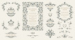 Collection of decorative elements. Vector frames, corners and borders. Graphic design page.