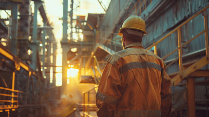 Wall Mural - engineer at construction view from behind