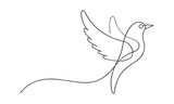 Fototapeta Koty - Hand drawn Bird symbol of peace and freedom One line continuous line art illustration on white background