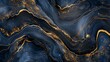 Elegant 3D wallpaper merging golden hues with dark blue luxury, marble texture enriched by gold foil accents