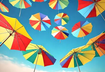 Sticker - colorful beach umbrella