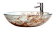 Modern designer bathroom vessel sink with faucet, cut out