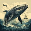a whale jumping over water. ai