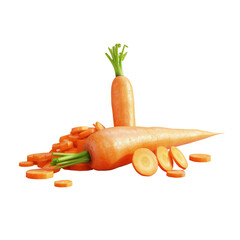Wall Mural - A halved and sliced carrot