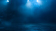 © Gita - Blue color Empty stage with spotlights and smoke banner background with copy space