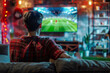 Man engrossed in exciting football game