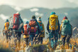 Group of hikers in scenic landscape