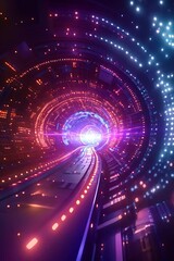 Poster - journey through a tunnel filled with an abundance of bright lights, creating a stunning visual displ