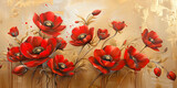 Fototapeta Mapy - Red elegance anemone  oil painting. Banner with beautiful spring flower.