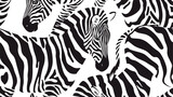Fototapeta Konie - Black and white leopard zebra mix seamless pattern
