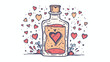Bottle of potion or love drink decorated with heart