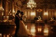 Nostalgic Ballroom Scene with Dancing Couple