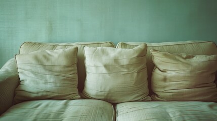 Wall Mural - Cozy vintage sofa with cushions