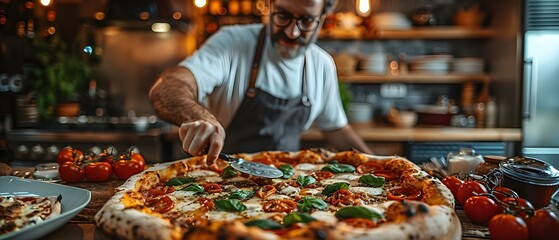 Wall Mural - Friends enjoying pizza at a city restaurant socializing during a casual dinner. Concept Friendship, Casual Dining, City Life, Socializing, Food and Drink