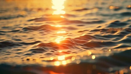 Aufkleber - Fiery orange sun dips below the horizon, casting a golden reflection on the rippling water surface