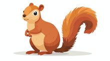 Cartoon Squirrel Posing Flat Vector Isolated On White