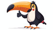 Cartoon toucan gives thumb up flat vector