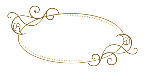Wall Mural - Vector horizontal oval frame with ivy leaves decoration