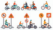 Cyclists and moped riders on carriageway