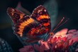 vivid butterfly alights on blooming flowers, a dance of colors in nature's canvas
