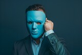 Fototapeta  - Elegancki mężczyzna w niebieskiej masce