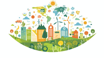  Eco Friendly green energy concept vector illustration.