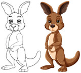 Fototapeta Dinusie - Sketch and colored drawing of a happy kangaroo