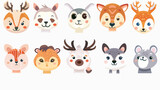 Fototapeta Pokój dzieciecy - Cute animal face collection set flat vector 