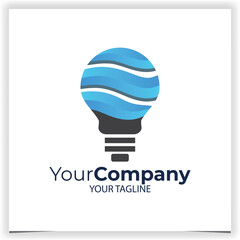 Wall Mural - Vector bulb logo made with blue waves logo design template
