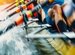 Closeup of rowing team's oars in motion, with focus on the details and strength that make them suitable for highspeed racing or competition sport photography stock photo contest winner