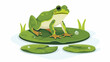 Green frog sitting on a lily pad flat vector isolated