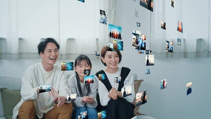 Poster - Family watching 3D video contents.