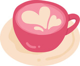 Fototapeta Dinusie - illustration of a heart shaped latte coffee