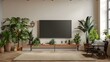 Minimalist Living Room: TV Wall Mounted with Carefully Selected Decor