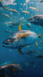 Underwater shoot of yellow fin tuna swimming
