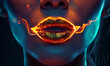 Woman lips on fire