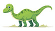 Cute green dinosaur. Cartoon dino. Vector illustration