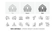 Business people, Algorithm and Group. Management line icons. Startup strategy linear icon set. Line icons set. Vector