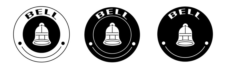 Poster - Black and white illustration of bell icon in flat. Stock vector.