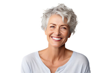 Wall Mural - Elderly women feel happy, relaxed, carefree atmosphere. Isolated on transparent background.