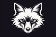 Black and white vector-style face of a fox isolated on a solid background.