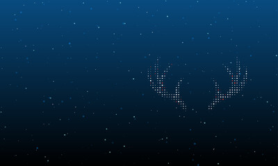 Poster - On the right is the deer horns symbol filled with white dots. Background pattern from dots and circles of different shades. Vector illustration on blue background with stars