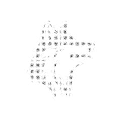 Poster - The wolf head symbol filled with black dots. Pointillism style. Vector illustration on white background