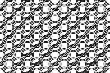 Poster - Seamless pattern completely filled with outlines of horning prohibited signs. Elements are evenly spaced. Illustration on transparent background
