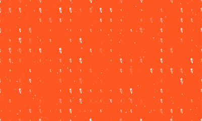 Poster - Seamless background pattern of evenly spaced white carnivorous plant symbols of different sizes and opacity. Vector illustration on deep orange background with stars