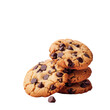 Three cookies stacked on a transparent background